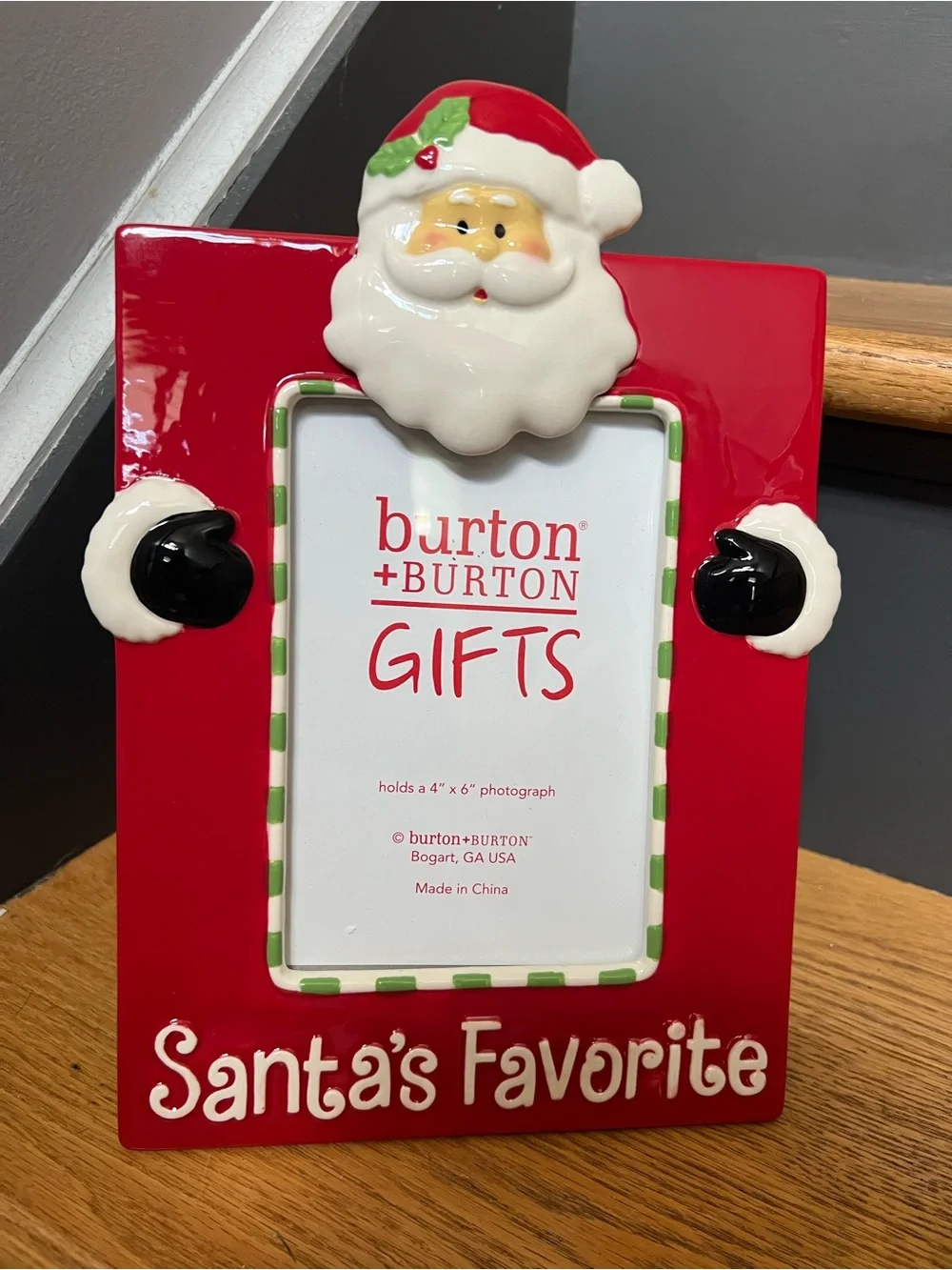 Santa's Favorite Red Holiday Ceramic  Photo Frame